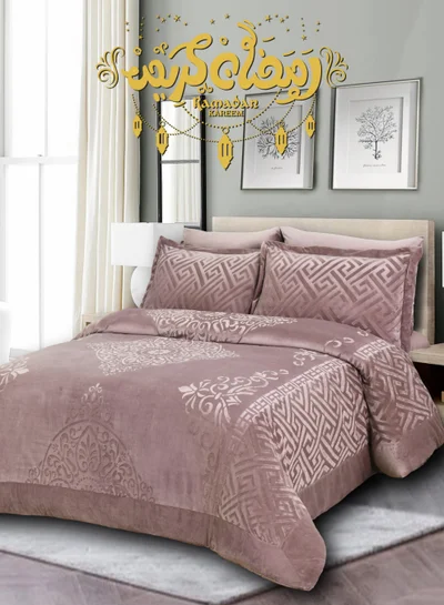 Master Home Textile Velvet Comforter Sets, 7 Pcs King Size, Fits 200 x 200 cm Double Size Bed, With Removable Filling, Soft, Warm